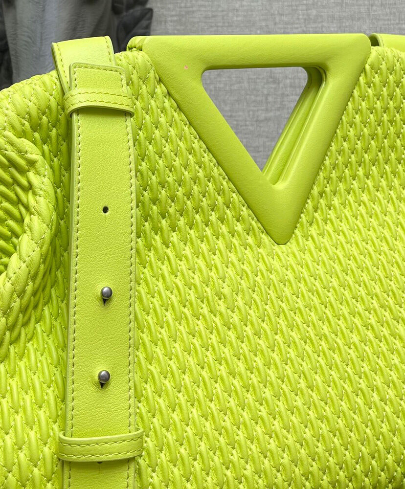 Bottega Veneta Point Lozenge Quilted Leather Top Handle Bag Light Green